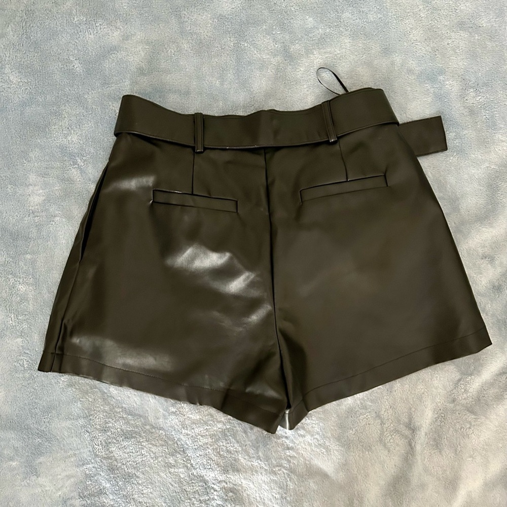 Stylish Black Faux Leather High Waist Shorts